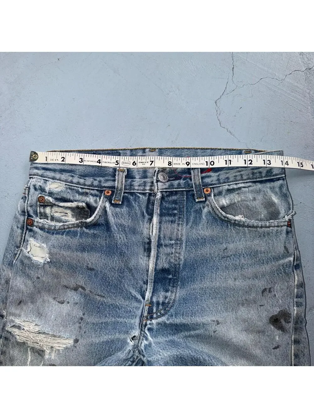 Levis 501 Vintage 90s USA XX Straight Leg Jeans Blue Light Wash 29x32 Act 28x28